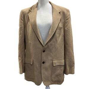 Vintage John Weitz Mens 46R 100% CAMEL HAIR Sport Coat Suit Jacket Brown Tan 80s